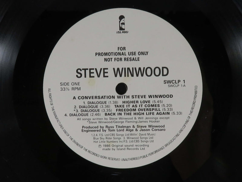 A Conversation with Steve Winwood Island Records SWCLP 1 Promo Vinyl Album