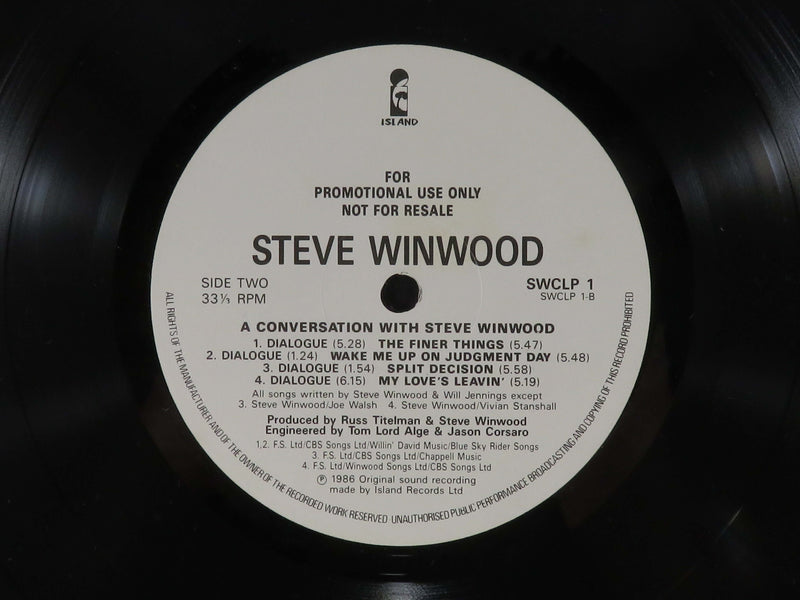 A Conversation with Steve Winwood Island Records SWCLP 1 Promo Vinyl Album