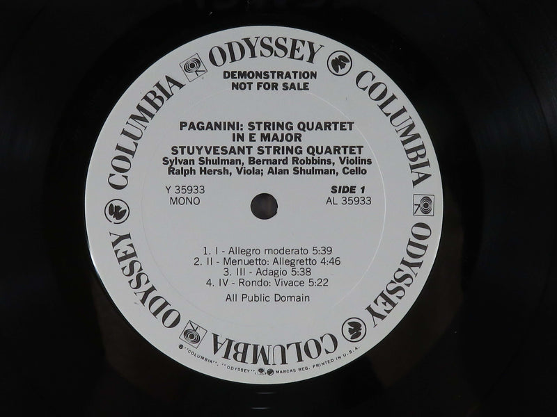 1980 The Stuyvesant Quartet String Quartet In A Minor / String Quartet In E Major Promotional Copy Vinyl Album
