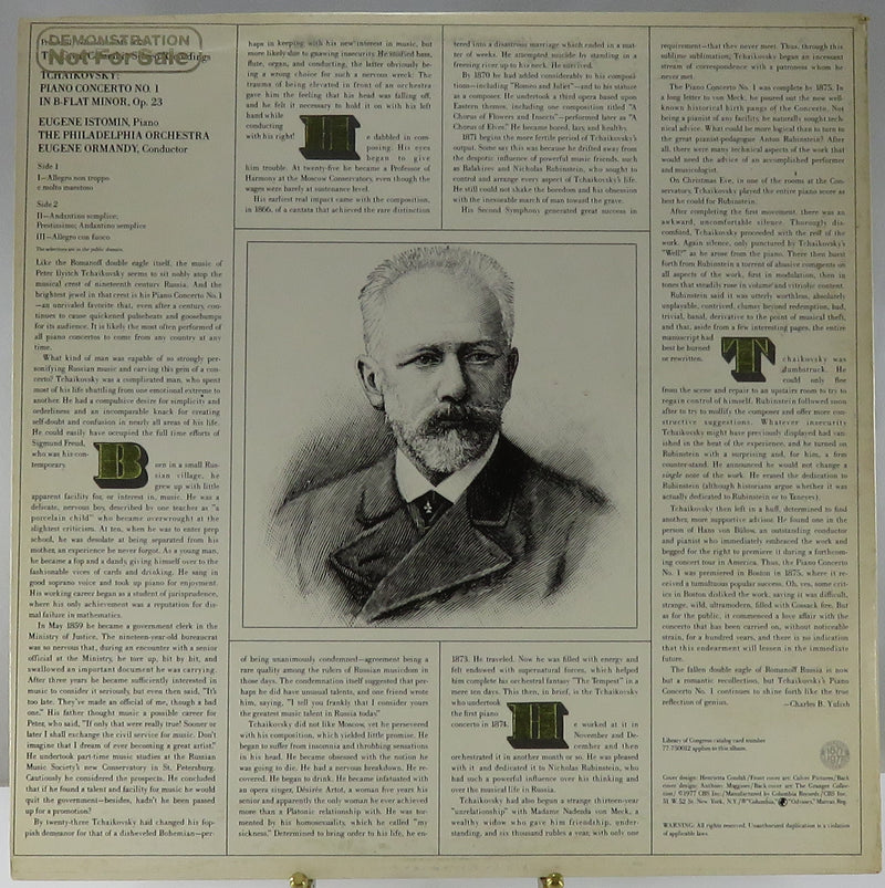 Tchaikovsky Piano Conerto No 1 Eugene Istomin Ormandy Columbia Promo Copy Vinyl