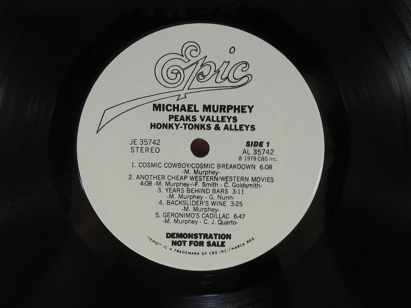 Michael Murphey Peaks Valleys Honky-Tonks & Alleys Epic Records JE 35742 Promo Vinyl Album