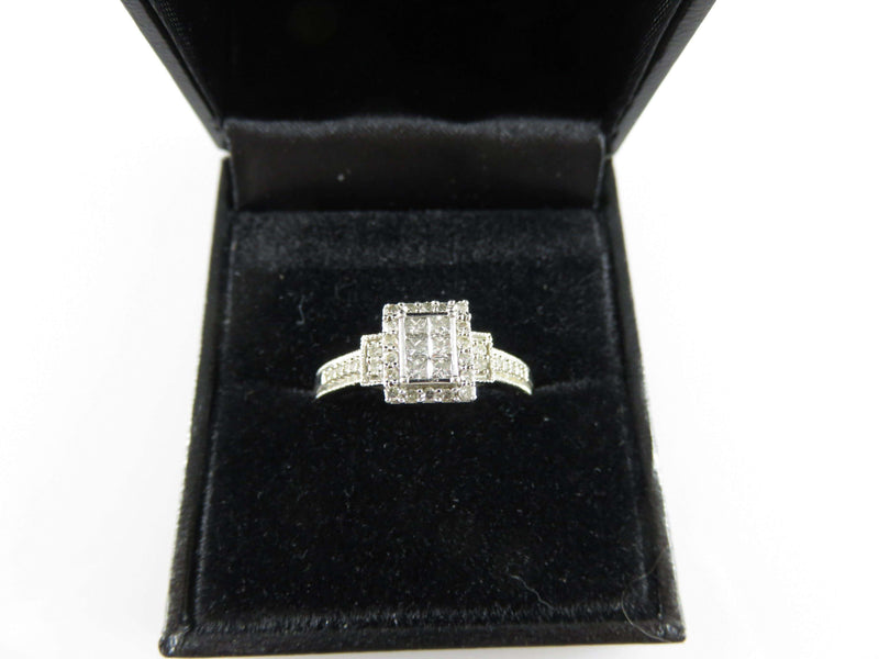 Retail New $1049.00 10K White Gold Diamond Illusion Fashion Ring Size 7.75 - Just Stuff I Sell