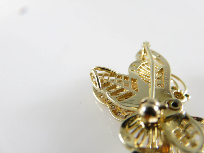 14K Butterfly Diamond Encrusted Emerald Eyes Designer Pendant Pin Frank J Golden - Just Stuff I Sell