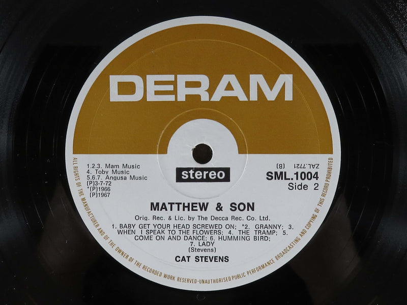 Cat Stevens Matthew & Son Deram Records Import 1967 SML 1004 Vinyl Album