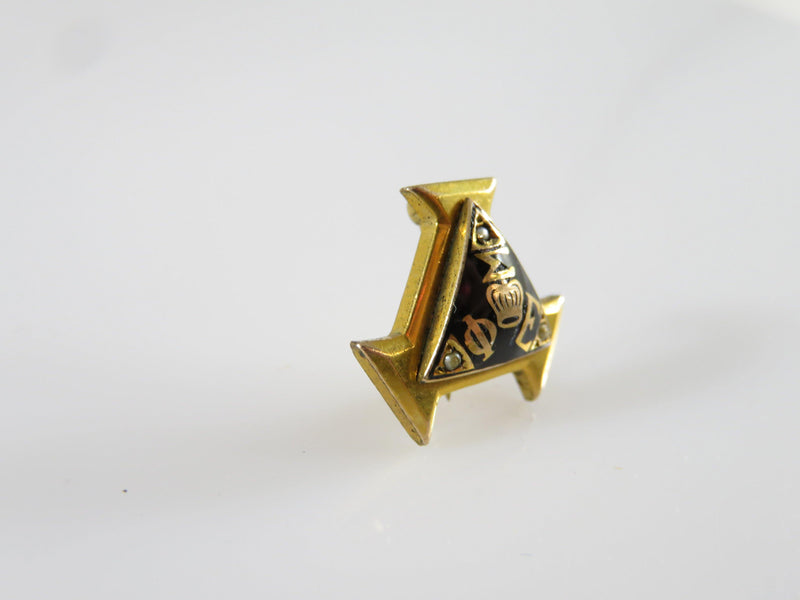 Vintage 1940's Phi Sigma Epsilon Fraternity Pin Badge Seed Pearl Enameling Décor - Just Stuff I Sell