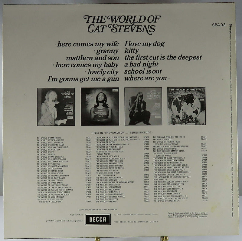 Cat Stevens The World of Cat Stevens DECCA Records c1984 UK Release SPA 93 Vinyl Album