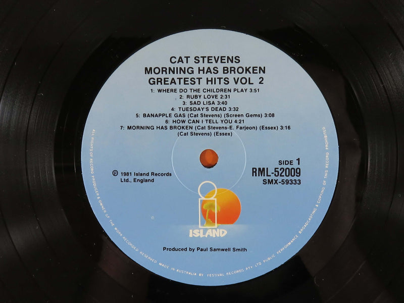 Cat Stevens Morning Has Broken Vol 2 Island Records 1981 Austrailia RML 52009 Vinyl Album