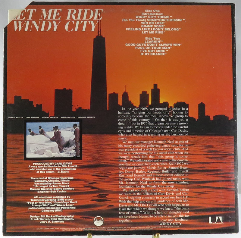 Windy City Let Me Ride UA Chi Sound Records CH-LA691-G 1977 Terre Haute Vinyl Album