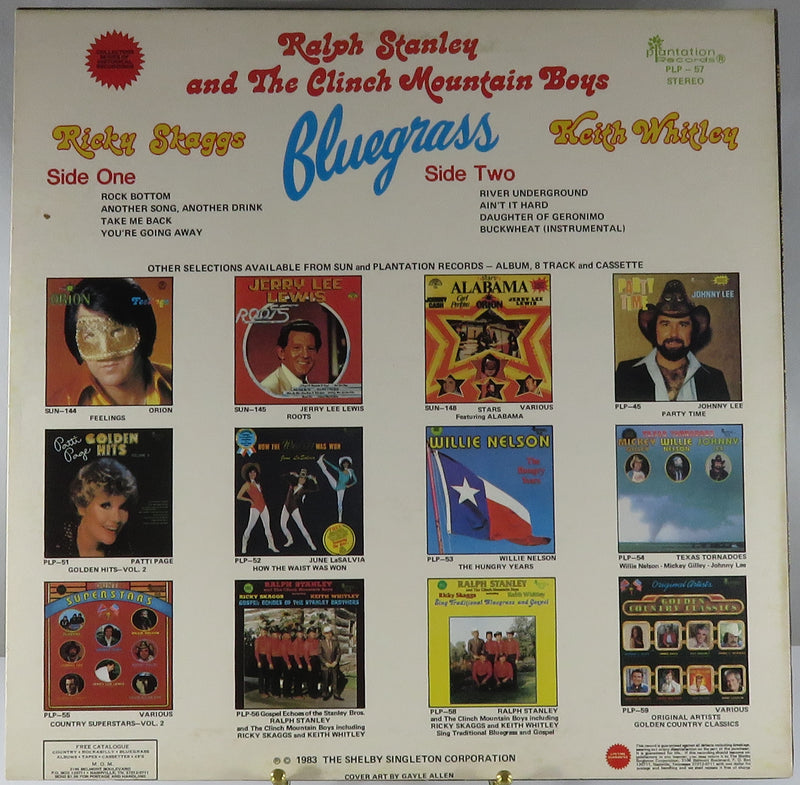 Ralph Stanley and the Clinch Mountain Boys Bluegrass 1983 Plantation Records PLP-57 Vinyl Album