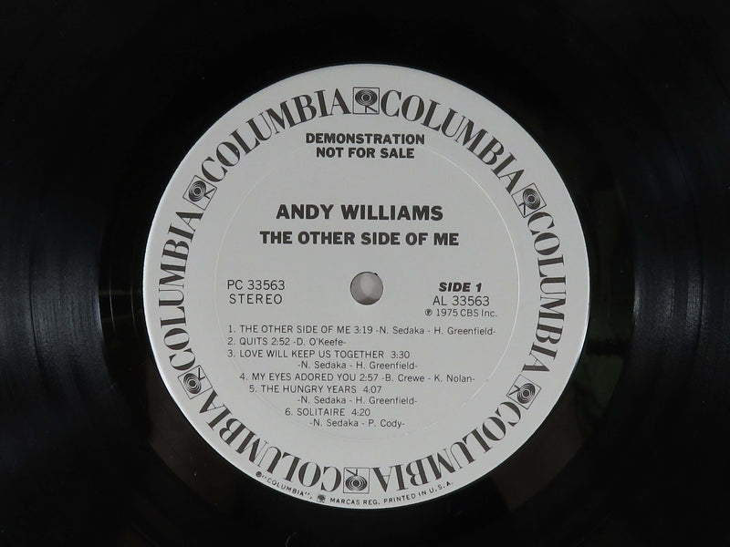 Andy Williams The Other Side of Me Columbia Records PC 33563 Demo Copy Vinyl Alb