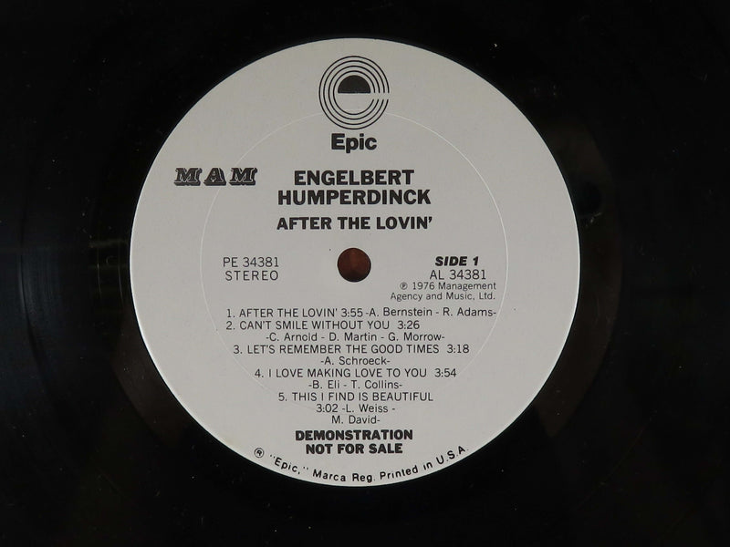 Engelbert Humperdinck After The Lovin' 1976 Epic Records PE 34381 Demo Copy Vinyl Album