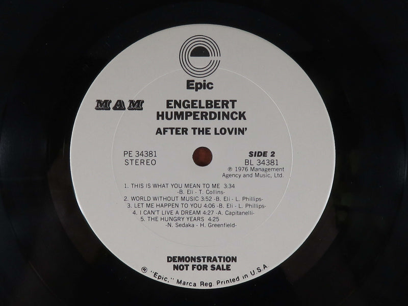 Engelbert Humperdinck After The Lovin' 1976 Epic Records PE 34381 Demo Copy Vinyl Album