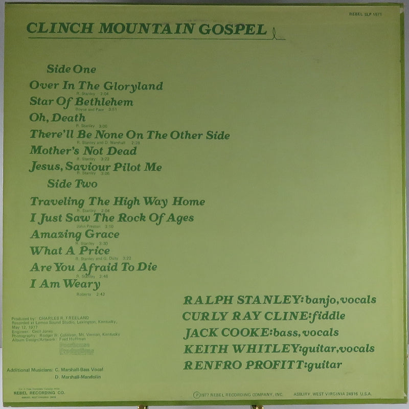 Ralph Stanley and the Clinch Mountain Boys Clinch Mountain Gospel Rebel SLP 1571 Vinyl Album