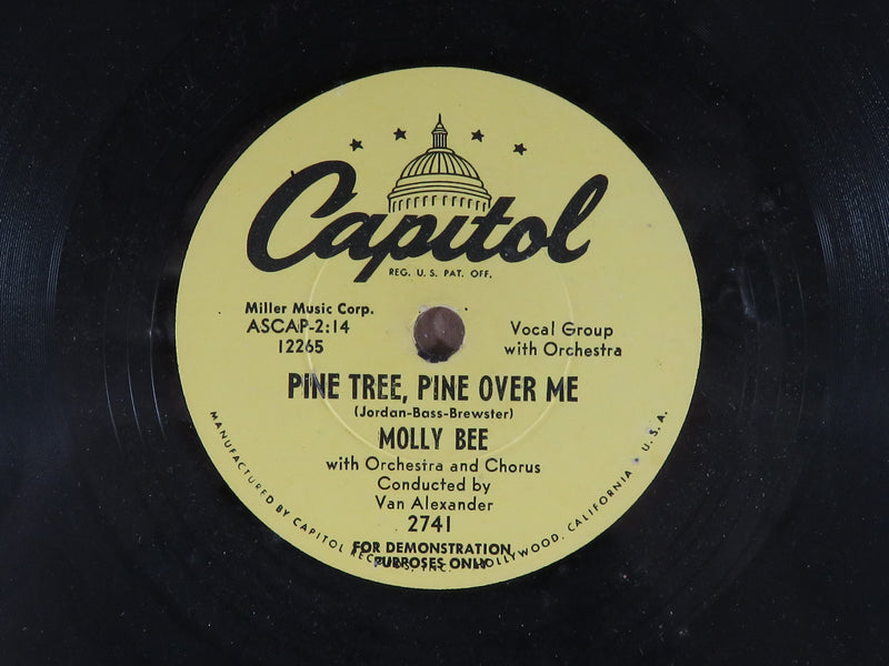 Molly Bee Remember Me/Pine Tree Pine Ove Me Capitol Records Sample Copy 78 RPM Record