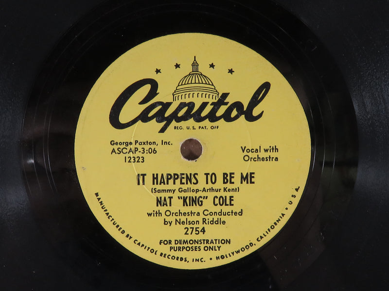 Nat King Cole Alone Too Long/ It Happens to be Me Capitol Records Sample Copy 78 RPM Record