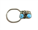 Southwestern Style Two Bezel Set Turquoise Stone Small Keychain product image for Just Stuff I Sell, clear front view, neutral background, original listing photo, optimized descriptive alt text, centered composition
