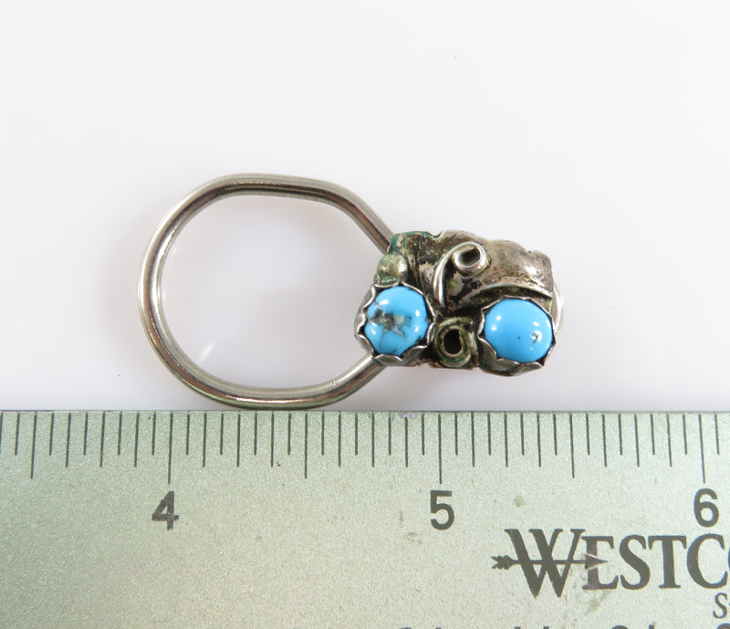 Southwestern Style Two Bezel Set Turquoise Stone Small Keychain