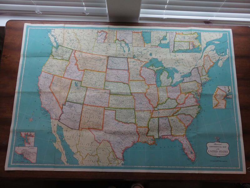Large School Style United States Wall Map C.S. Hammond & Co. NY