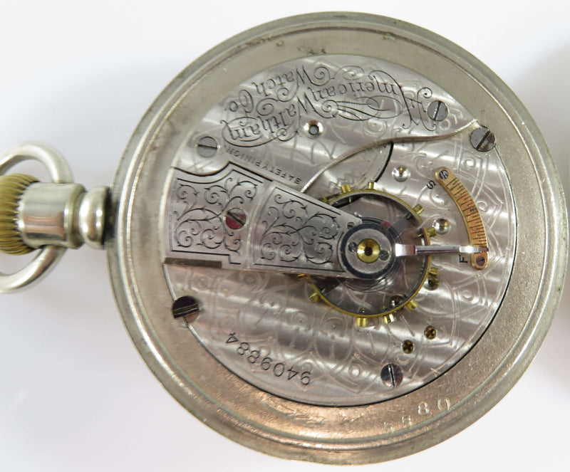 c1899 Waltham 18s Pocket Watch 7 Jewel Model 1883 Grade 18 AWCCO Silveroid Case