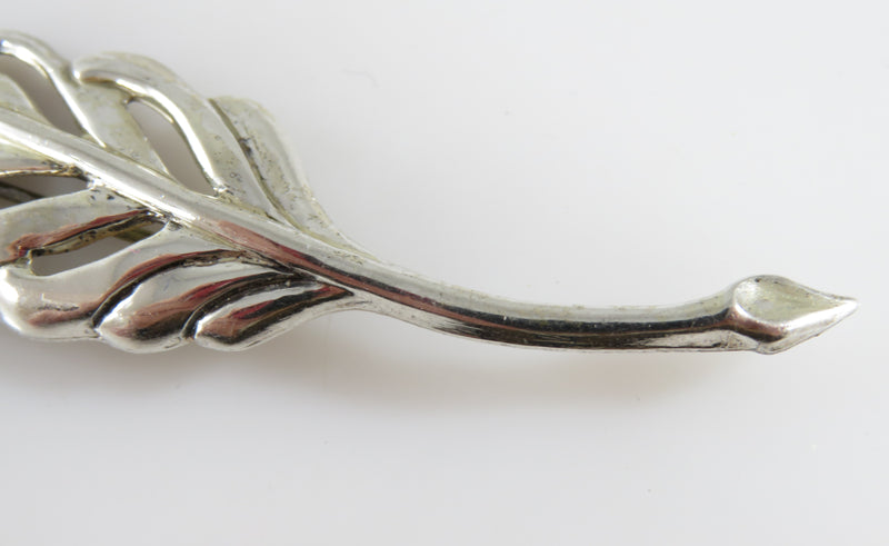 Vintage Sterling Silver Pierced Leaf Brooch by Lang 3" Long x 3/4" High