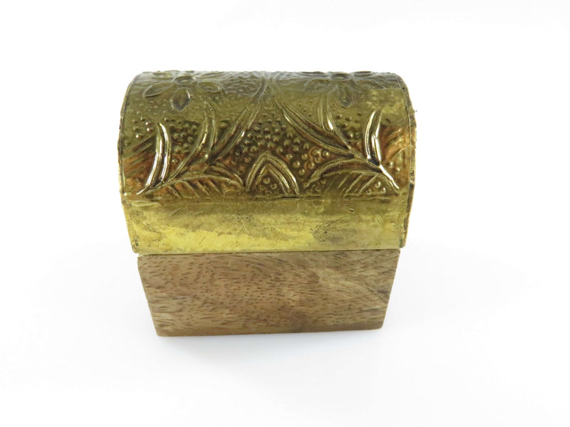 Handmade Foil Topped Wood Treasure Chest Gift Trinket Box 2"x2"x1.5"
