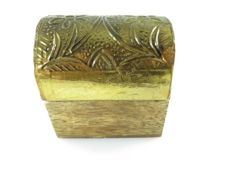 Handmade Foil Topped Wood Treasure Chest Gift Trinket Box 2"x2"x1.5"