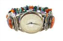 Q.T. Sterling Sterling Native American Gemstone Watch 7 1/2" Polished Gem Strap