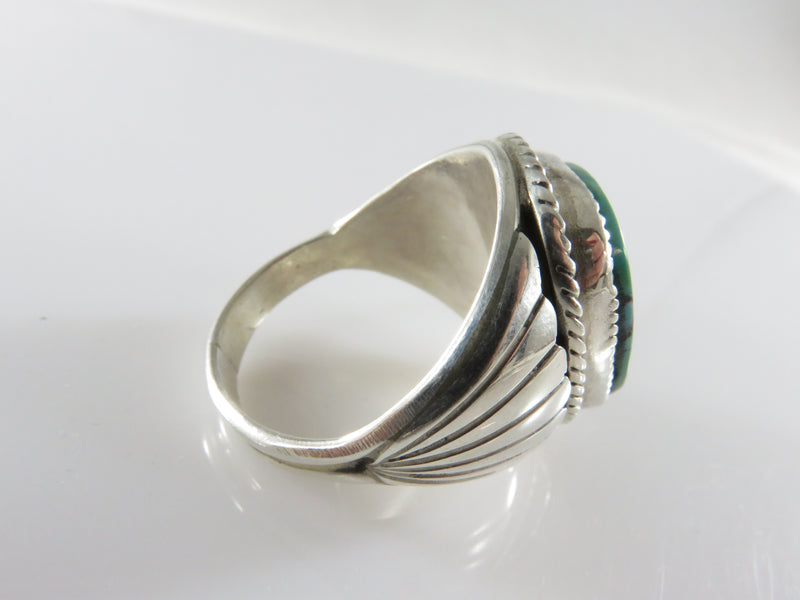 Men's Navajo Turquoise Sterling Silver Sunburst Prayer Fans Rings by Silver Ray Sz 13.5