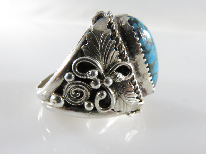 Nice Men's Sterling Silver Turquoise Artisan Biker Boho Hippie's  Ring Size 11.75