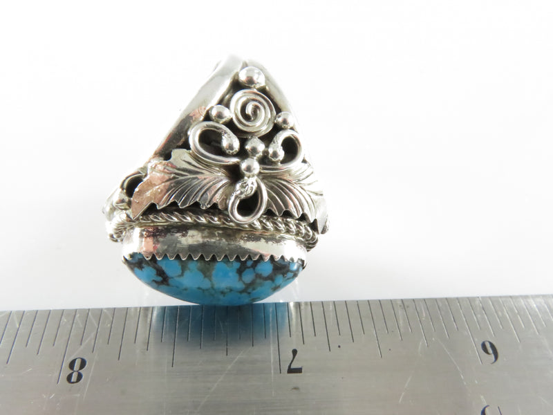 Nice Men's Sterling Silver Turquoise Artisan Biker Boho Hippie's  Ring Size 11.75