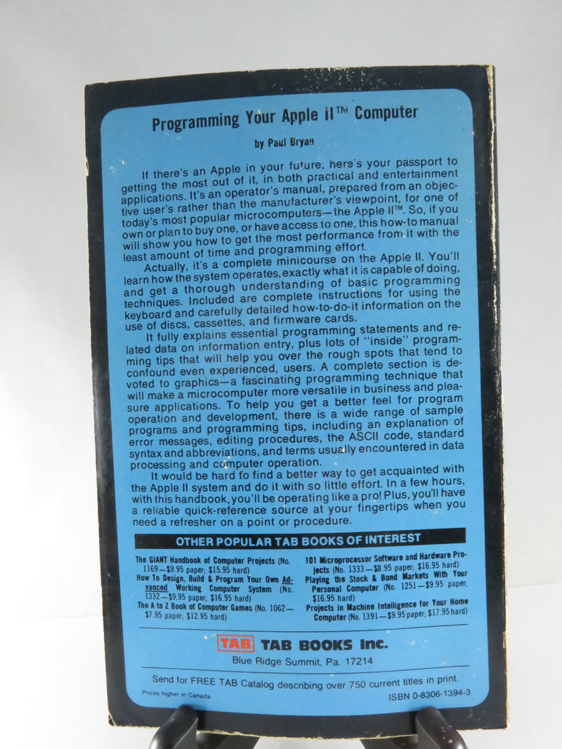 Programming Your Apple II Computer by Paul Bryan Tab Books 1st Ed 2nd Printing