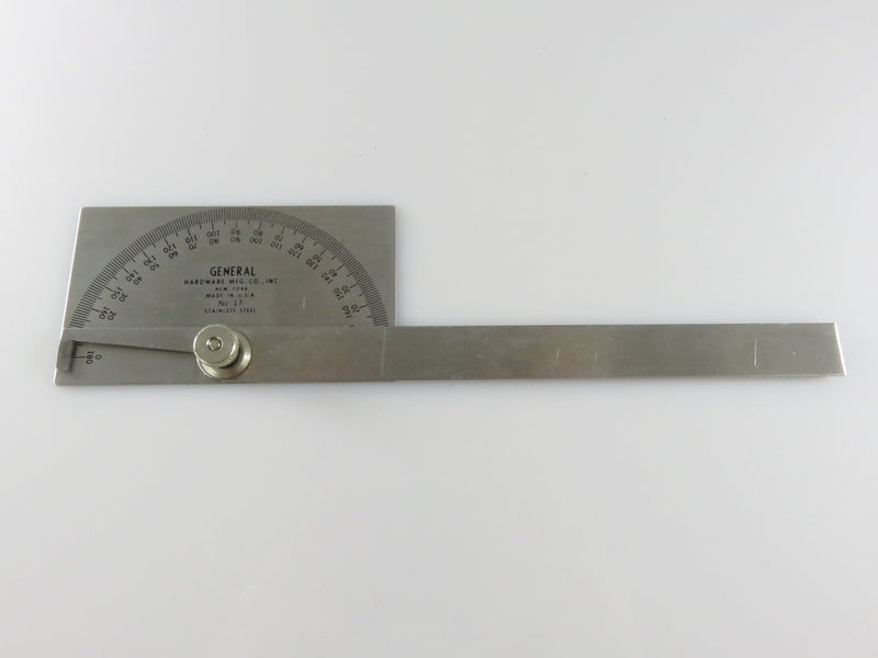 Vintage General Hardware Mfg Co No 17 Machinist Protractor Stainless Steel