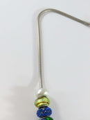 18" Sterling Silver Snake Chain Charm Necklace With Glass Beads Pre-owned product image for Just Stuff I Sell, clear front view, neutral background, original listing photo, optimized descriptive alt text, centered composition variant 6