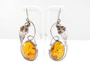 Vintage Sterling & Baltic Amber Dangling Earring Set Wire Worked Sterling Silver Pierced Ears — Jewelry & Watches:Vintage & A