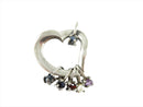 Vintage 7/8" Heart Gemstone Charm Pendant in Sterling Silver by Lenox — Sterling Silver, Silver • Sapphire, Topaz, Amethyst —