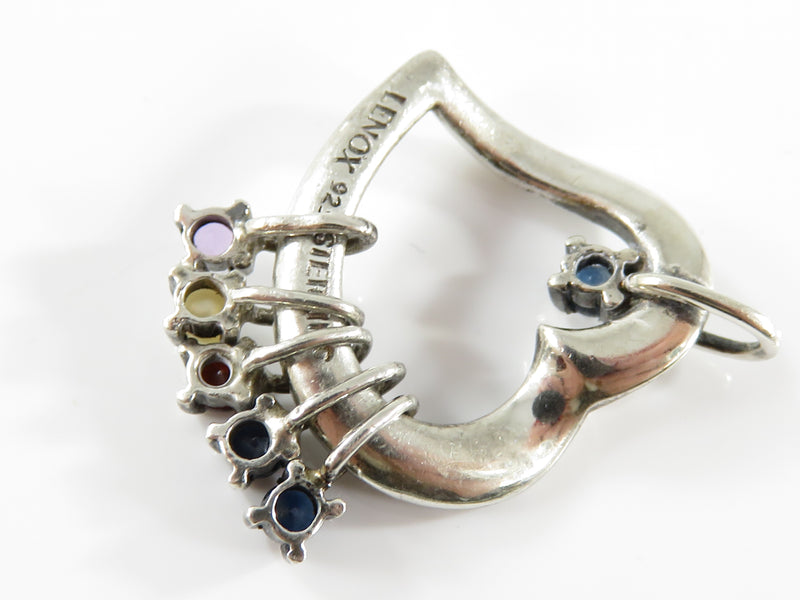 Vintage 7/8" Heart Gemstone Charm Pendant in Sterling Silver by Lenox