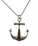 Sterling Silver Anchor Pendant with 24" Sterling Rope Chain — Sterling Silver, Silver — front view
