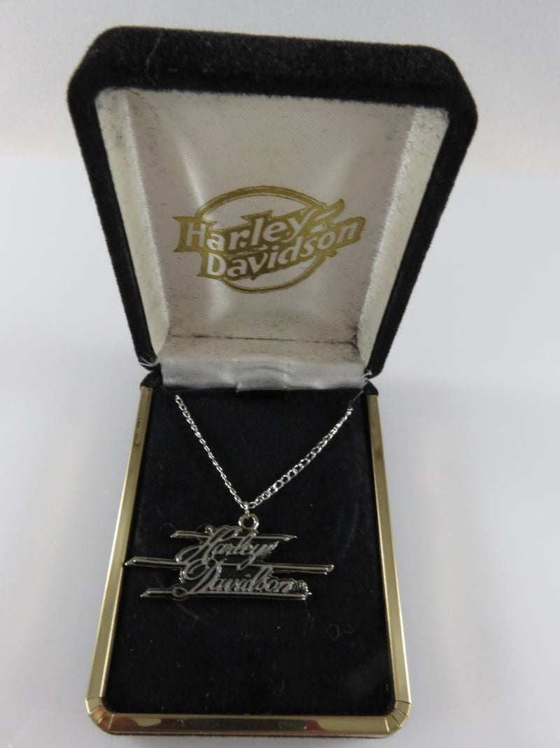 Vintage Harley Necklace Harley Davidson Blackened Silver Logo 18" Necklace