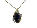 Sterling Silver & 10K Gold Accented Sapphire Pendant with 19" .8mm Box Chain — 10K, Gold • Diamond, Sapphire — front view