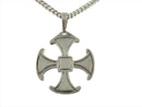Vintage Sterling Silver Maltese Cross Pendant Mexico TSG on 16" Curb Chain — Sterling Silver, Silver — front view