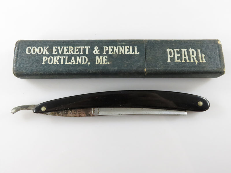 Vintage Pearl Straight Razor Cook Everette & Pennell Portland Maine with Box