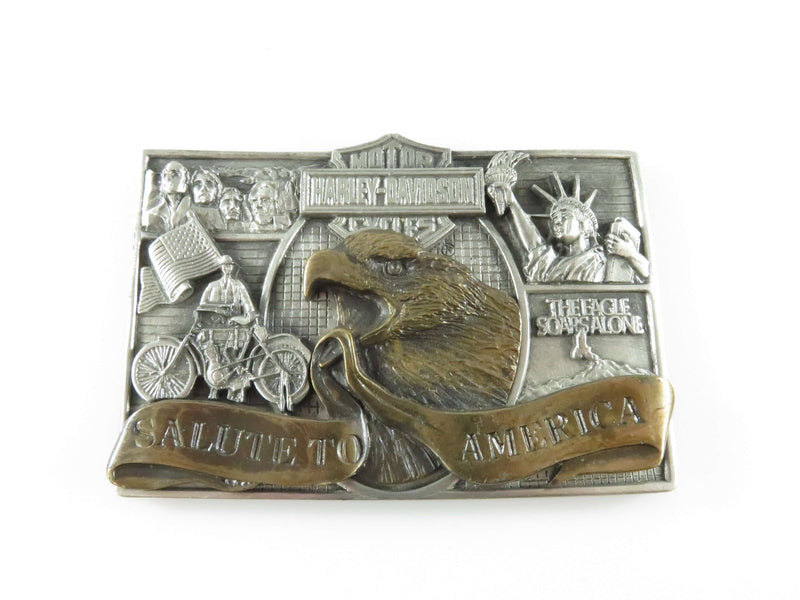 Harley Davidson Motor Cycles Salute To America Pewter & Copper Plaque