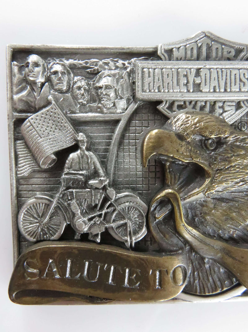 Harley Davidson Motor Cycles Salute To America Pewter & Copper Plaque