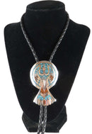 Large Thunderbird Sterling Bolo Tie Crushed Stone Shades of the West Southwestern Shop — Sterling Silver, Silver — front view