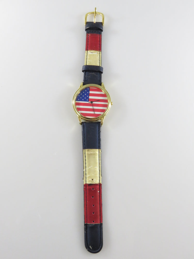 Vintage 1970's American Flag Dial July 4th Quartz Watch by Venice Italian Design