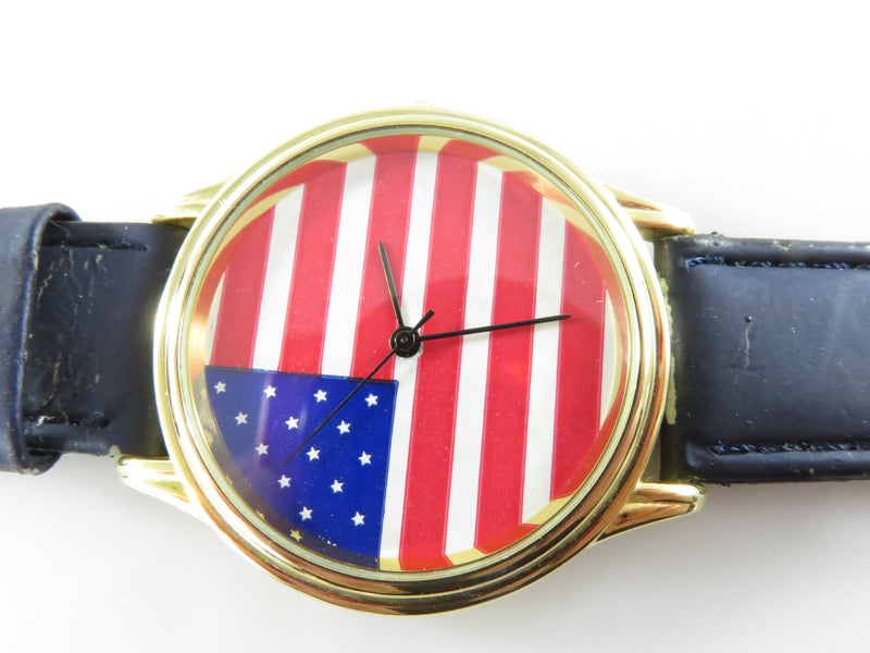 Vintage 1970's American Flag Dial July 4th Quartz Watch by Venice Italian Design