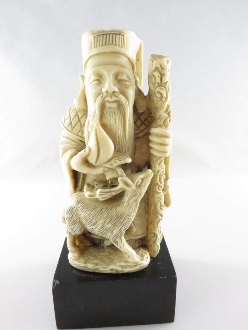 Resin Statue Chinese Man With Deer God of Longevity Statue