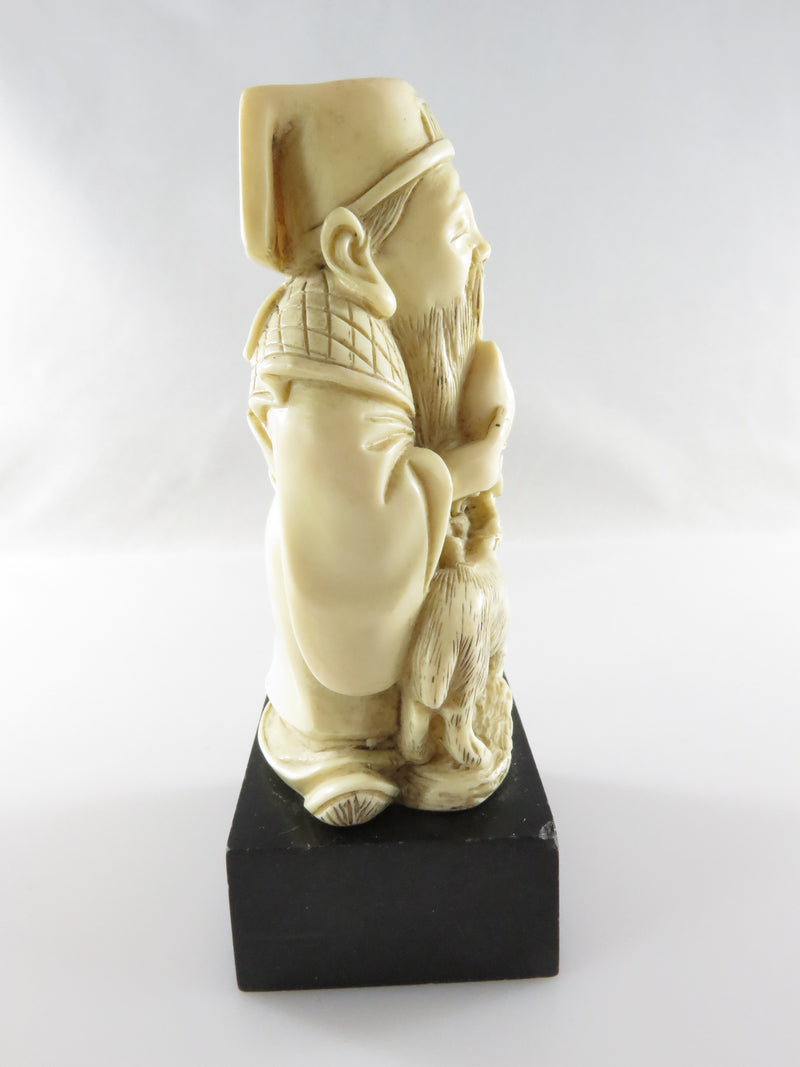 Resin Statue Chinese Man With Deer God of Longevity Statue