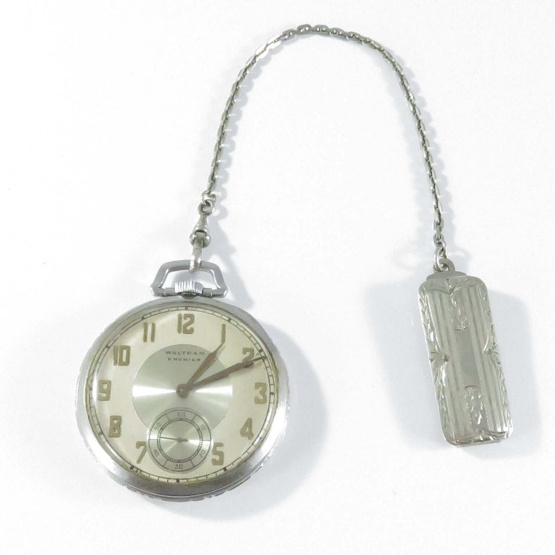 c1938 Waltham Dress Pocket Watch 17 Jewel Model 1923 Crescent St Colonial 12s Stainless Case