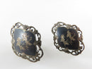 Vintage Nielloware Earrings 1950's Siam Pierced Silver Sterling Screwback Earrings product image for Just Stuff I Sell, clear front view, neutral background, original listing photo, optimized descriptive alt text, centered composition variant 2